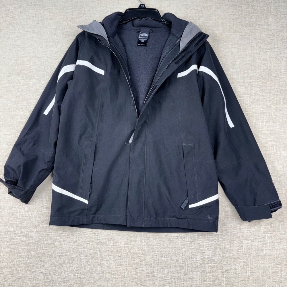 The North Face Boys Black Hooded Winter Jacket Fleece Lined Size L 14/16